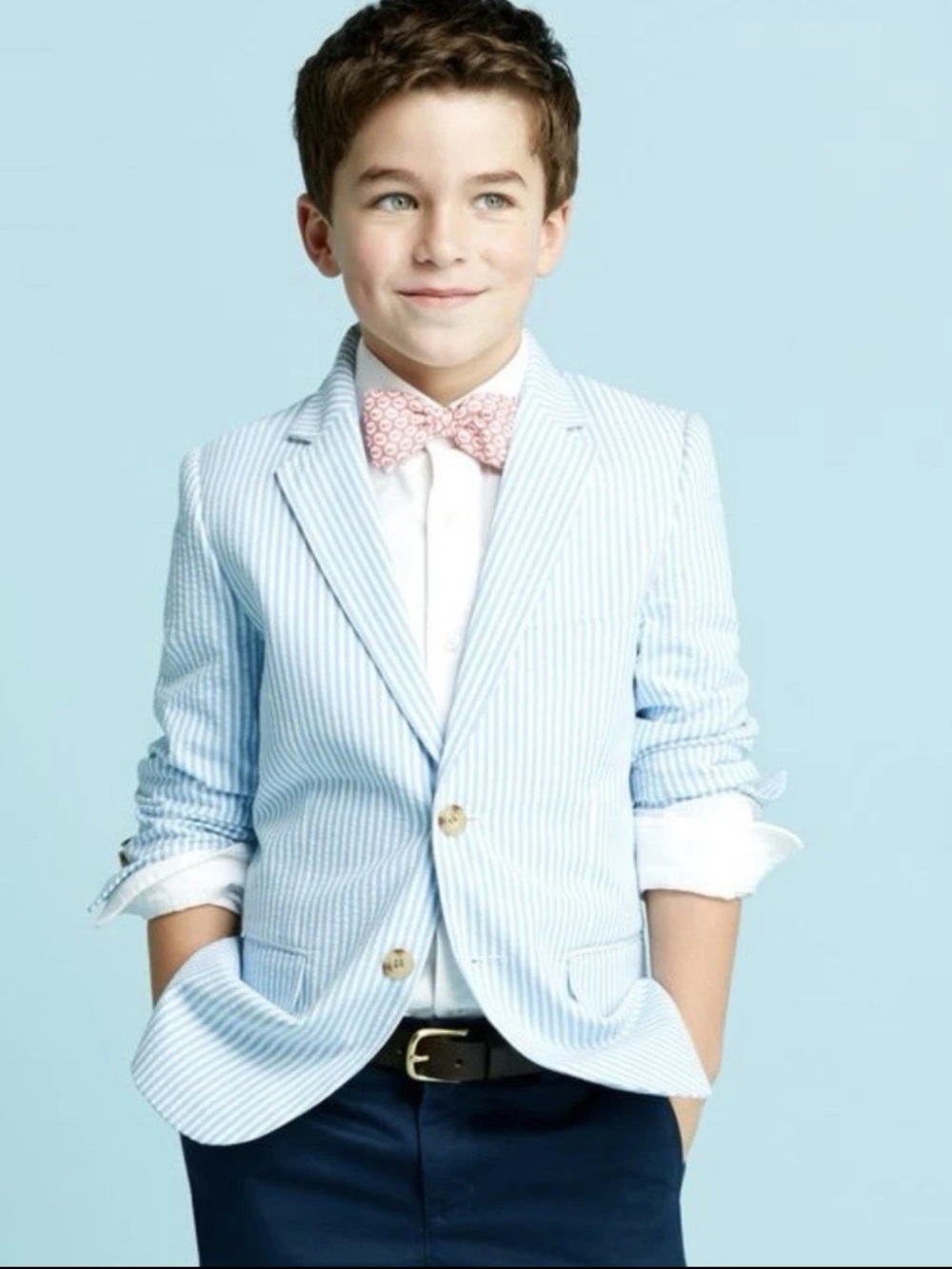 Vineyard Vines Boys Size 16 Seersucker Blue and white Striped Blazer
